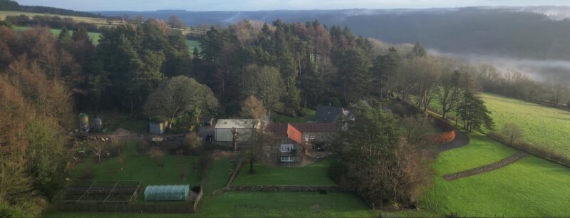 The Barn at Rigg End - Aerial House & Garden view